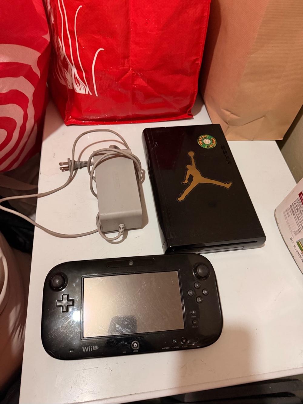 Nintendo Black Wii U Console with Black GamePad and Gold Decal